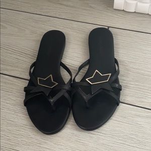 Black slip on sandals